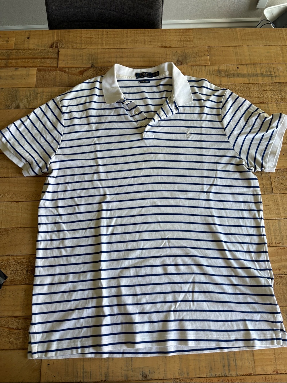 Polo by Ralph Lauren White Polo with Navy Stripes